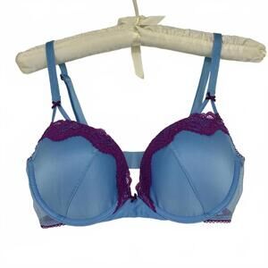 Victoria's Secret Tease Blue and Purple Lace Push Up Bra